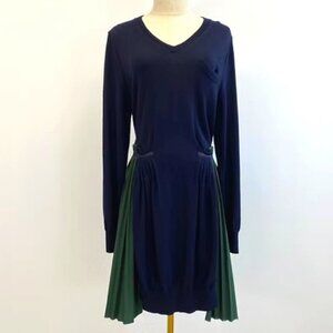 Sacai Wool Cotton Mix Media Pleated Dress (Japan Designer Dress)
